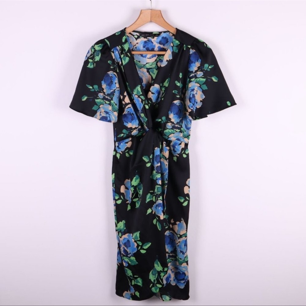 Zara Short Sleeve Floral Wrap Dress